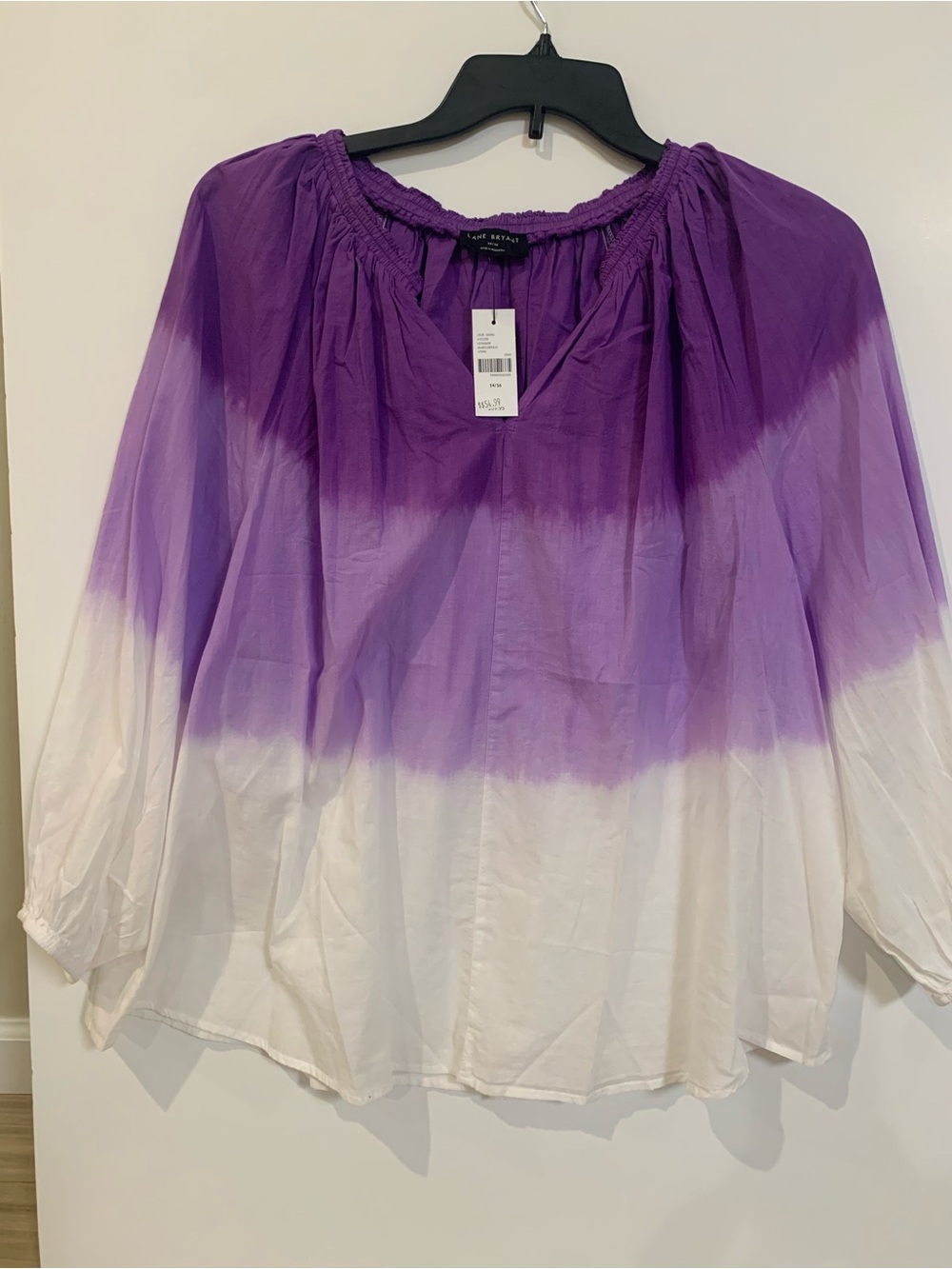 Lane Bryant size 14/16 Lavender-to-White Ombre Peasant Blouse